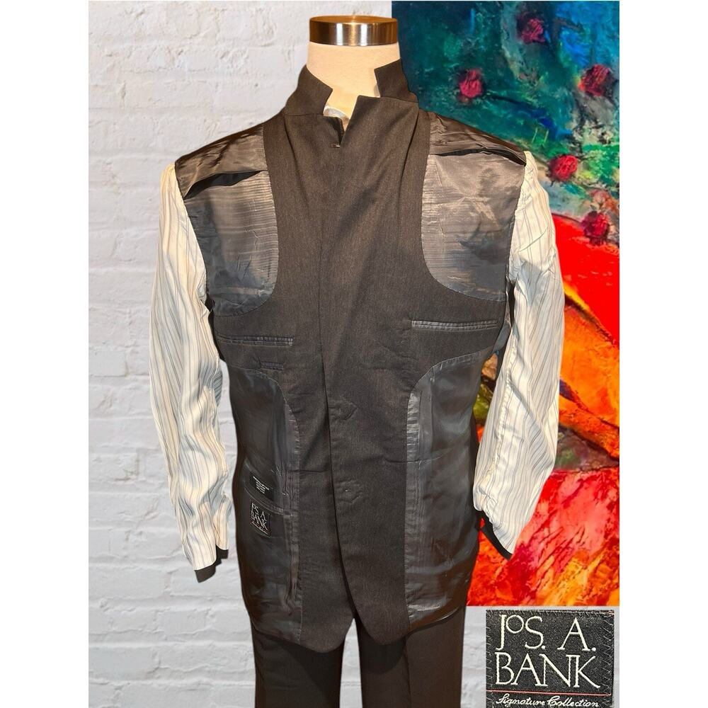 Jos A Bank Signature 42R Solid Charcoal Gray Twill Blazer Sport Coat Suit Jacket - Picture 9 of 15